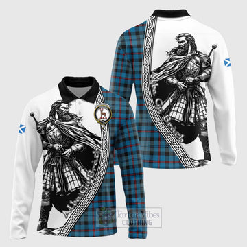 MacCorquodale (McCorquodale) Tartan Clan Crest Long Sleeve Polo Shirt with Highlander Warrior Celtic Style Unisex - Tartan Vibes Clothing