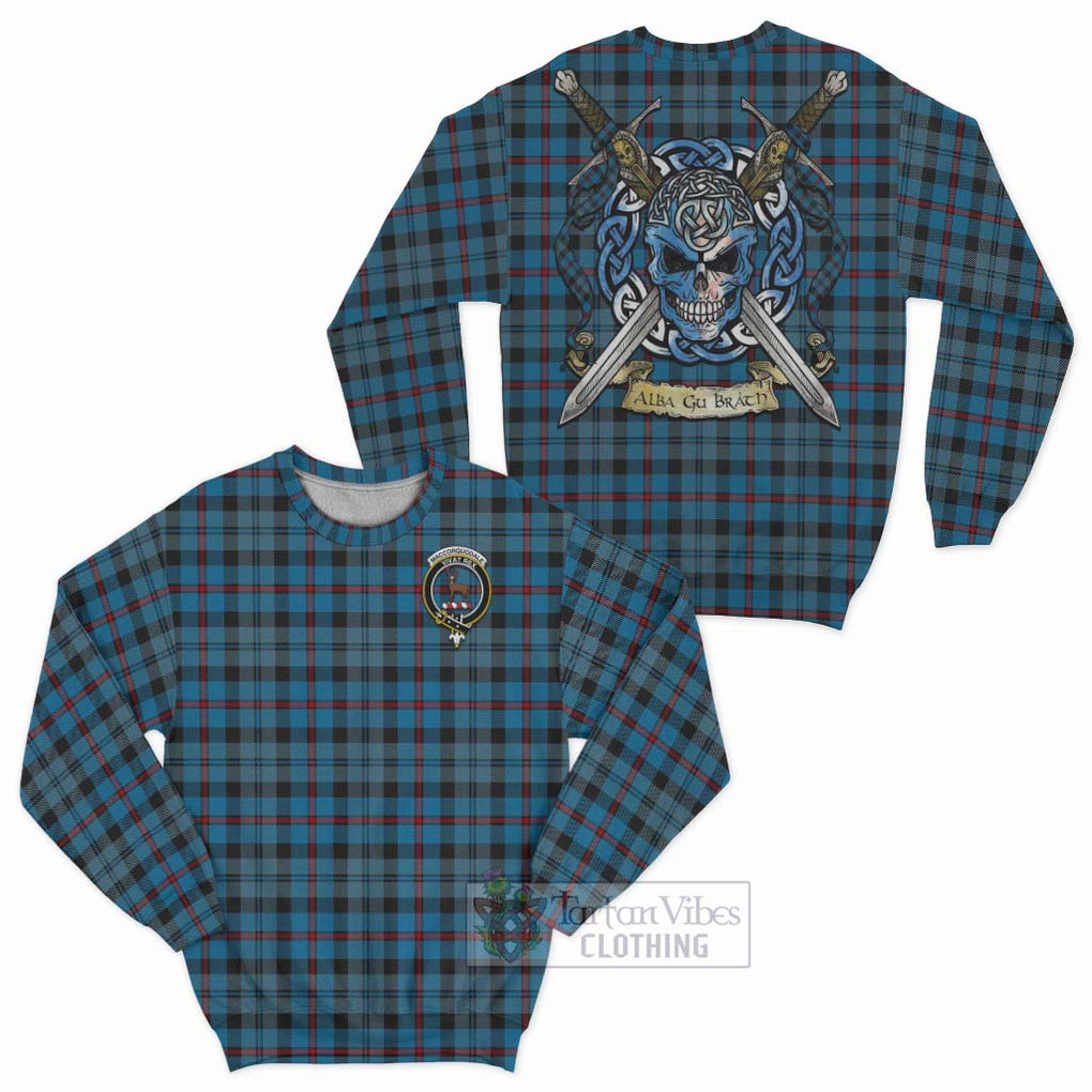 MacCorquodale (McCorquodale) Tartan Sweatshirt with Family Crest Celtic Skull Style Unisex - Tartan Vibes Clothing