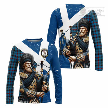 MacCorquodale (McCorquodale) Tartan Long Sleeve T-Shirt with Family Crest Scottish Bagpiper Vibes Unisex - Tartan Vibes Clothing