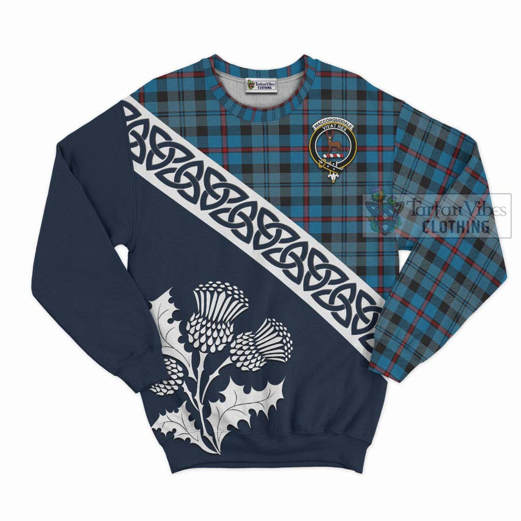 MacCorquodale (McCorquodale) Tartan Sweatshirt Featuring Thistle and Scotland Map Unisex - Tartan Vibes Clothing