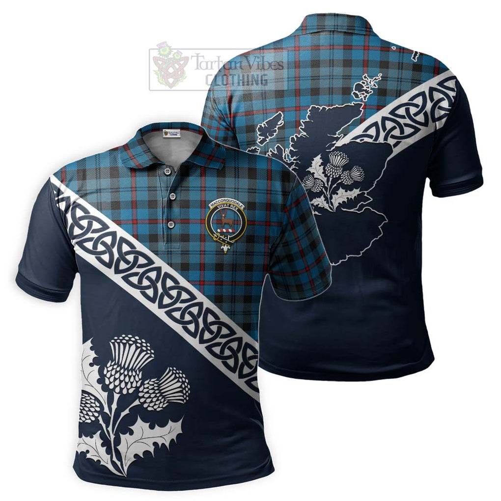 MacCorquodale (McCorquodale) Tartan Polo Shirt Featuring Thistle and Scotland Map Kid - Tartanvibesclothing Store