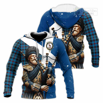 MacCorquodale (McCorquodale) Tartan Knitted Hoodie with Family Crest Scottish Bagpiper Vibes Unisex Knitted Pullover Hoodie - Tartan Vibes Clothing