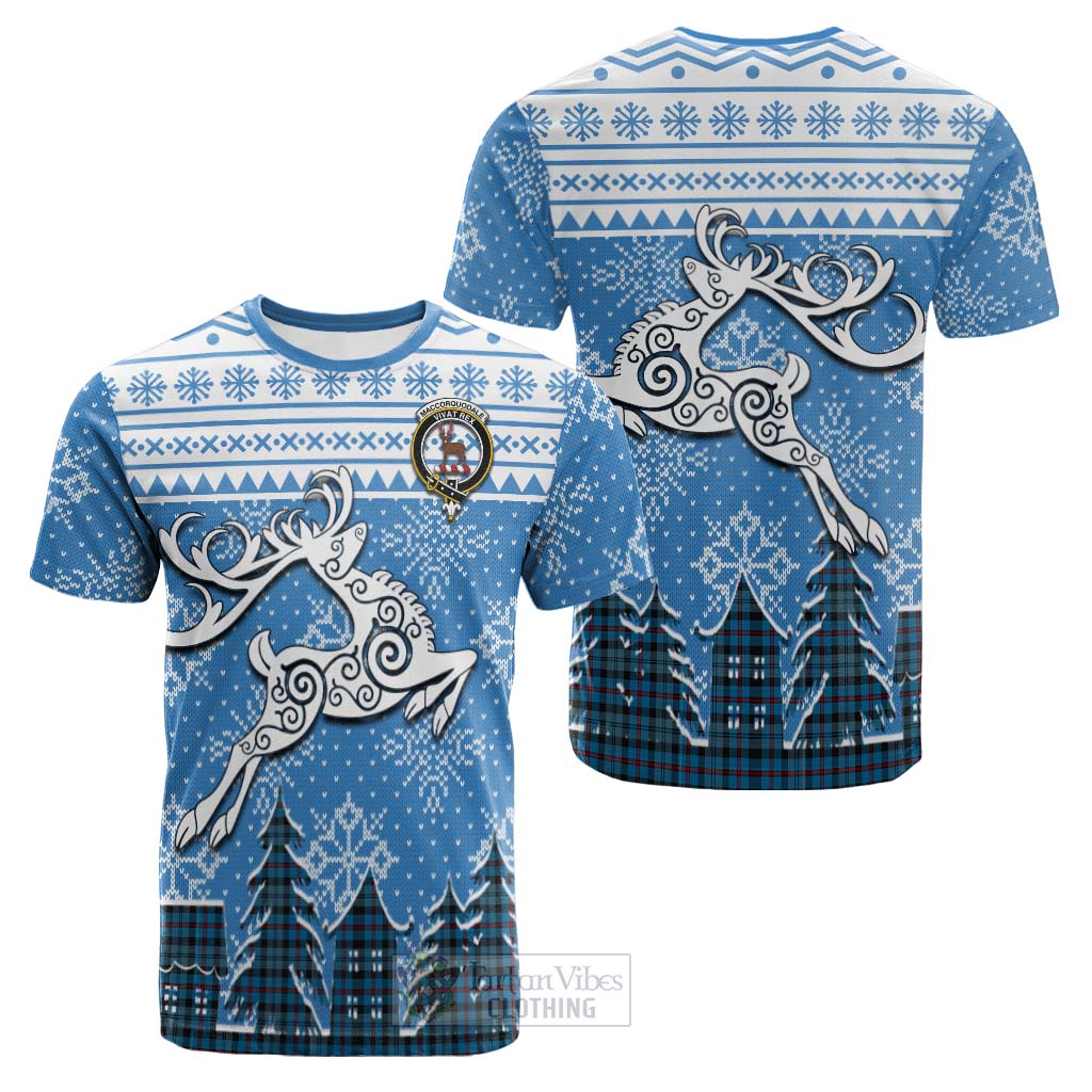 MacCorquodale (McCorquodale) Clan Christmas Cotton T-shirt Celtic Reindeer Style Kid's Shirt - Tartan Vibes Clothing