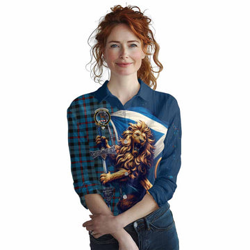 MacCorquodale (McCorquodale) Tartan Family Crest Women's Casual Shirt with Scottish Majestic Lion Female - Tartan Vibes Clothing