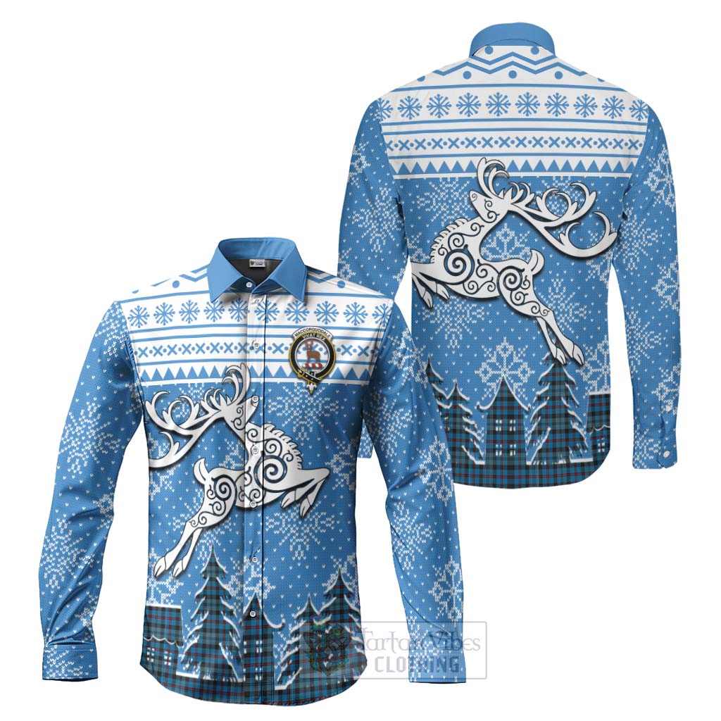MacCorquodale (McCorquodale) Clan Christmas Long Sleeve Button Shirt Celtic Reindeer Style Men's Shirt S - Tartan Vibes Clothing