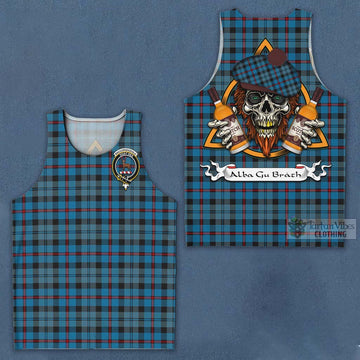 MacCorquodale (McCorquodale) Tartan Men's Tank Top with Family Crest and Bearded Skull Holding Bottles of Whiskey Men - Tartan Vibes Clothing
