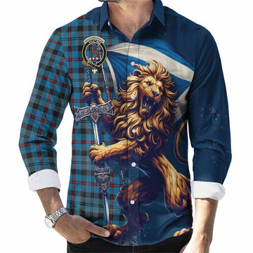 MacCorquodale (McCorquodale) Tartan Family Crest Long Sleeve Button Shirt with Scottish Majestic Lion Men's Shirt S - Tartan Vibes Clothing