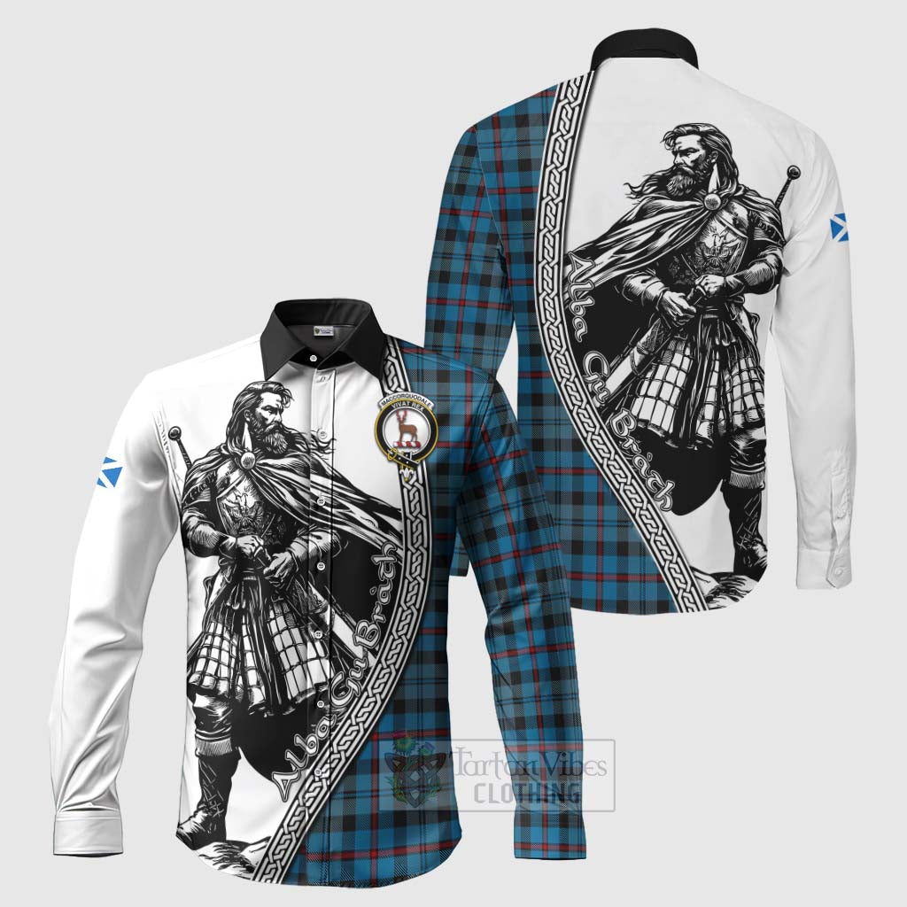 MacCorquodale (McCorquodale) Tartan Clan Crest Long Sleeve Button Shirt with Highlander Warrior Celtic Style Men's Shirt S - Tartan Vibes Clothing