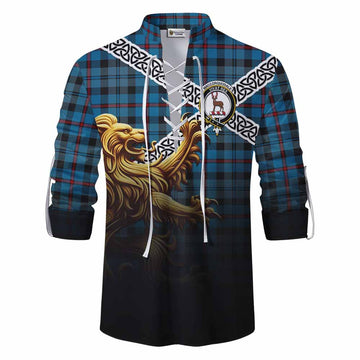 MacCorquodale (McCorquodale) Crest Tartan Ghillie Kilt Shirt with Golden Lion Emblem Celtic Style Men - Tartan Vibes Clothing