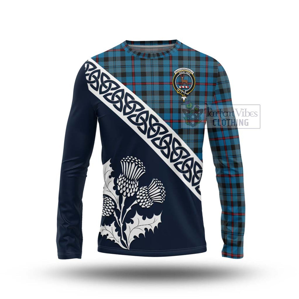 MacCorquodale (McCorquodale) Tartan Long Sleeve T-Shirt Featuring Thistle and Scotland Map Unisex - Tartan Vibes Clothing