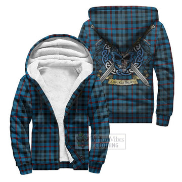 MacCorquodale (McCorquodale) Tartan Sherpa Hoodie with Family Crest Celtic Skull Style Unisex S - Tartan Vibes Clothing