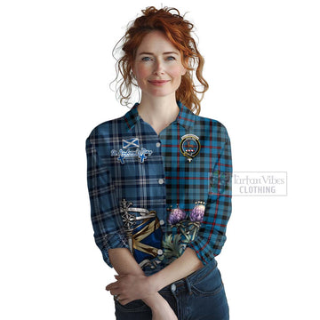 MacCorquodale (McCorquodale) Tartan Women's Casual Shirt Happy St. Andrew's Day Half Tartan Style Female - Tartan Vibes Clothing