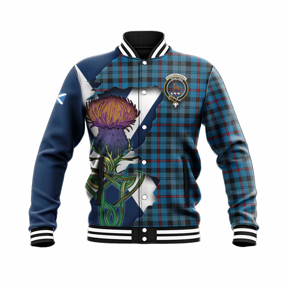 MacCorquodale (McCorquodale) Tartan Family Crest Baseball Jacket Scottish Thistle Celtic Inspired Unisex - Tartan Vibes Clothing