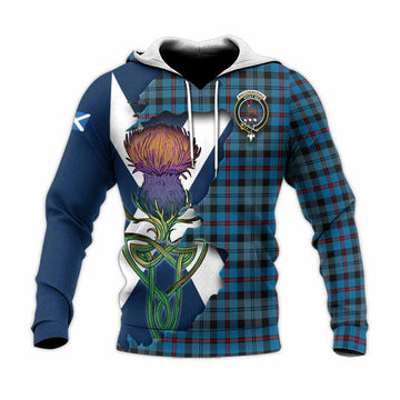 MacCorquodale (McCorquodale) Tartan Family Crest Knitted Hoodie Scottish Thistle Celtic Inspired Unisex Knitted Pullover Hoodie - Tartan Vibes Clothing