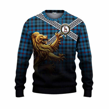 MacCorquodale (McCorquodale) Crest Tartan Knitted Sweater with Golden Lion Emblem Celtic Style Unisex - Tartan Vibes Clothing