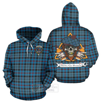MacCorquodale (McCorquodale) Tartan Hoodie with Family Crest and Bearded Skull Holding Bottles of Whiskey Zip Hoodie - Tartan Vibes Clothing
