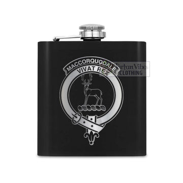MacCorquodale (McCorquodale) Crest Hip Flask Set 7oz Black Stainless Steel with A Gift Box One Size 7oz - 2D-tartanvibesclothing
