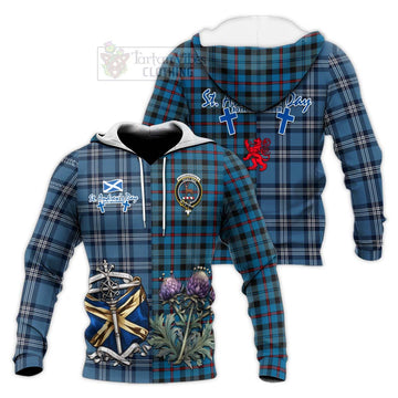 MacCorquodale (McCorquodale) Tartan Knitted Hoodie Happy St. Andrew's Day Half Tartan Style Unisex Knitted Pullover Hoodie - Tartan Vibes Clothing