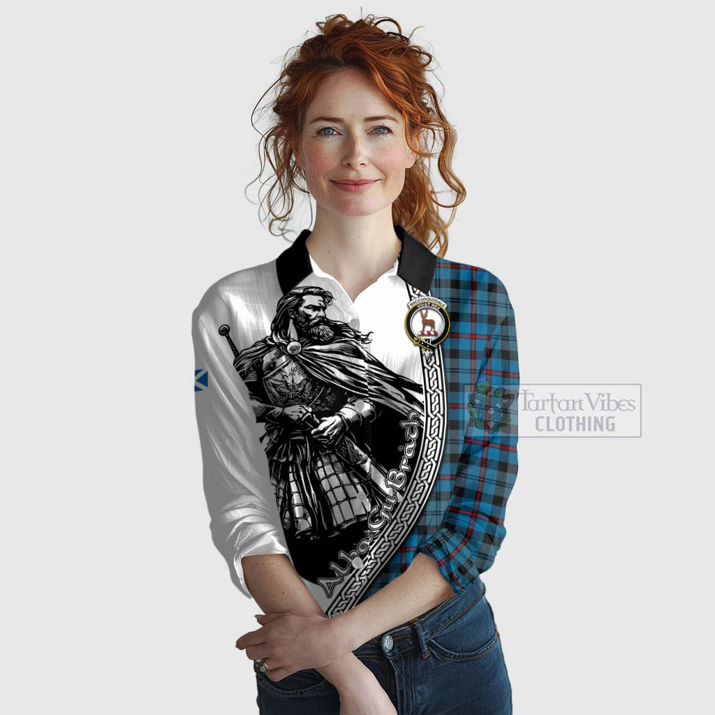 MacCorquodale (McCorquodale) Tartan Clan Crest Women's Casual Shirt with Highlander Warrior Celtic Style Female - Tartan Vibes Clothing