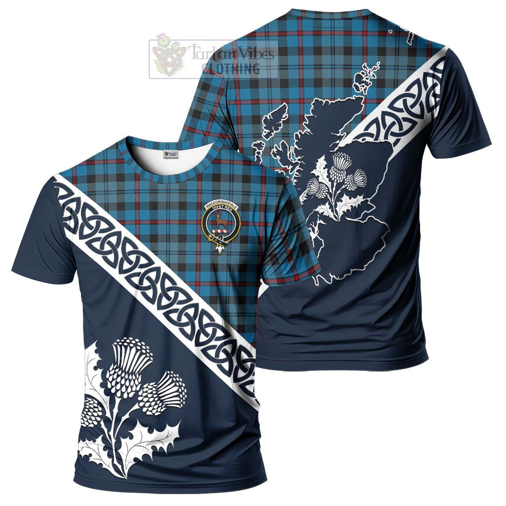MacCorquodale (McCorquodale) Tartan T-Shirt Featuring Thistle and Scotland Map Kid's Shirt - Tartanvibesclothing Store