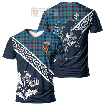 MacCorquodale (McCorquodale) Tartan T-Shirt Featuring Thistle and Scotland Map Kid's Shirt - Tartanvibesclothing Store