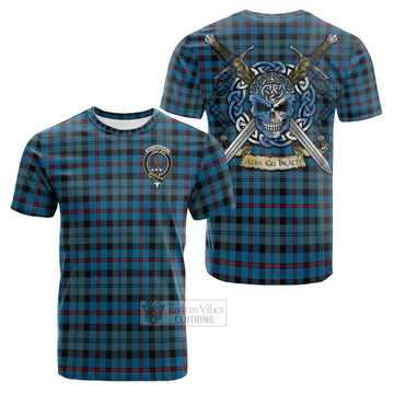MacCorquodale (McCorquodale) Tartan Cotton T-shirt with Family Crest Celtic Skull Style Kid's Shirt - Tartan Vibes Clothing