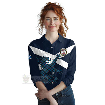 MacCorquodale (McCorquodale) Tartan Lion Rampant Women's Casual Shirt Proudly Display Your Heritage with Alba Gu Brath and Clan Name Female - Tartan Vibes Clothing