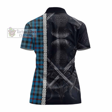 MacCorquodale (McCorquodale) Tartan Women's Polo Shirt with Family Crest Cross Sword Thistle Celtic Vibes - Tartan Vibes Clothing