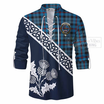 MacCorquodale (McCorquodale) Tartan Ghillie Kilt Shirt Featuring Thistle and Scotland Map - Tartan Vibes Clothing