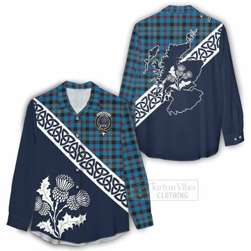 MacCorquodale (McCorquodale) Tartan Women's Casual Shirt Featuring Thistle and Scotland Map - Tartan Vibes Clothing