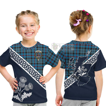 MacCorquodale (McCorquodale) Tartan Kid T-Shirt Featuring Thistle and Scotland Map - Tartan Vibes Clothing