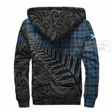 MacCorquodale (McCorquodale) Crest Tartan Sherpa Hoodie with New Zealand Silver Fern Half Style - Tartan Vibes Clothing