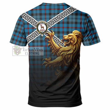 MacCorquodale (McCorquodale) Crest Tartan T-Shirt with Golden Lion Emblem Celtic Style - Tartan Vibes Clothing