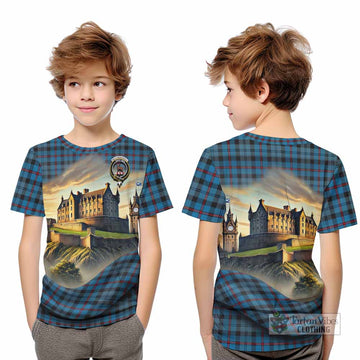 MacCorquodale (McCorquodale) Tartan Family Crest Kid T-Shirt with Scottish Ancient Castle Style - Tartan Vibes Clothing