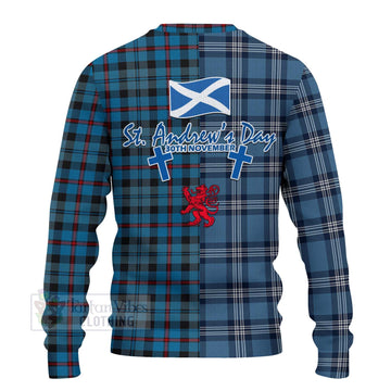 MacCorquodale (McCorquodale) Tartan Knitted Sweater Happy St. Andrew's Day Half Tartan Style - Tartan Vibes Clothing