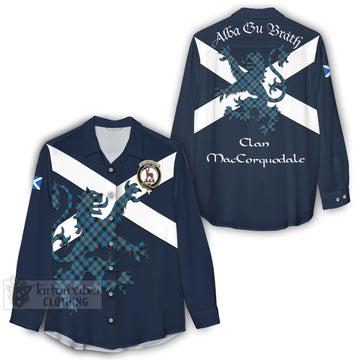 MacCorquodale (McCorquodale) Tartan Lion Rampant Women's Casual Shirt Proudly Display Your Heritage with Alba Gu Brath and Clan Name - Tartan Vibes Clothing