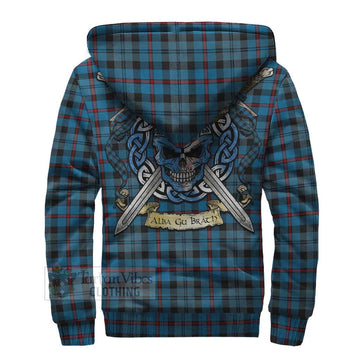 MacCorquodale (McCorquodale) Tartan Sherpa Hoodie with Family Crest Celtic Skull Style - Tartan Vibes Clothing