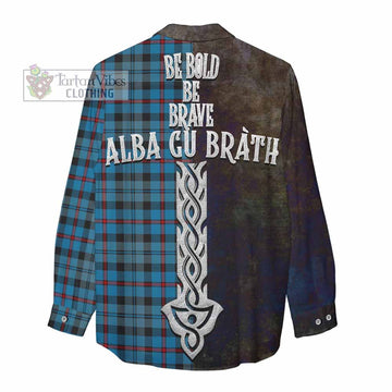 MacCorquodale (McCorquodale) Tartan Family Crest Women's Casual Shirt Alba Gu Brath Be Brave Lion Ancient Style - Tartan Vibes Clothing