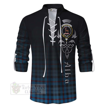 MacCorquodale (McCorquodale) Tartan Ghillie Kilt Shirt Featuring Alba Gu Brath Family Crest Celtic Inspired - Tartan Vibes Clothing
