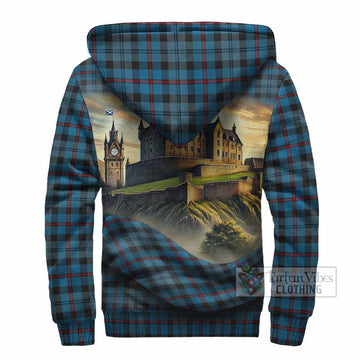 MacCorquodale (McCorquodale) Tartan Family Crest Sherpa Hoodie with Scottish Ancient Castle Style - Tartan Vibes Clothing