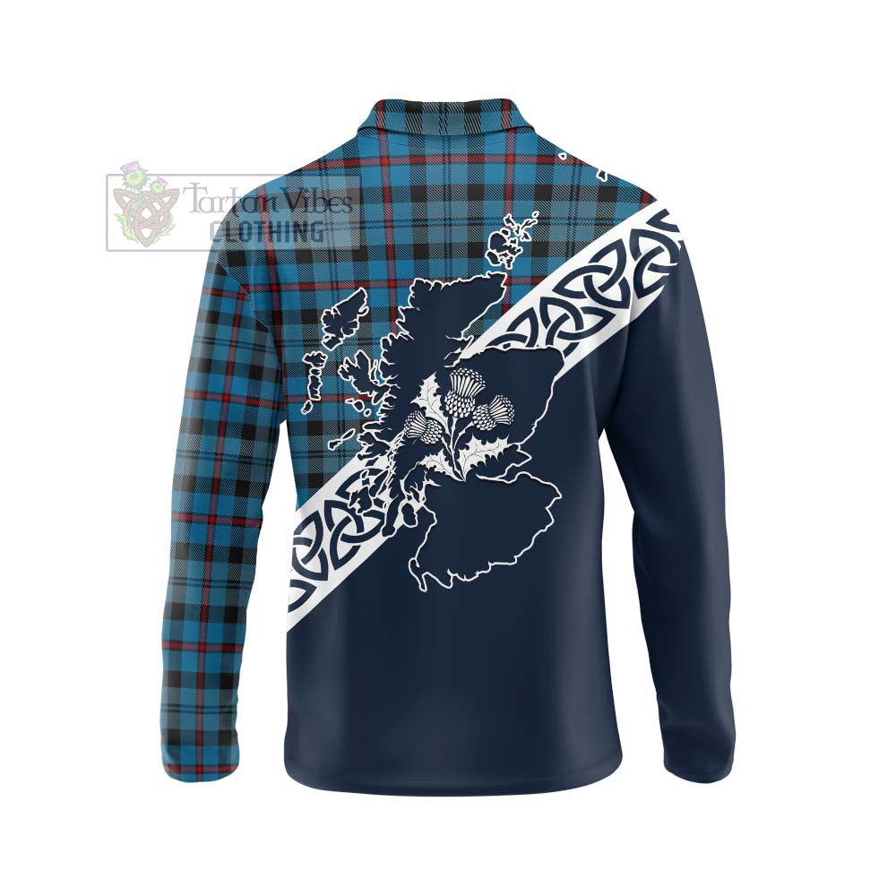 MacCorquodale (McCorquodale) Tartan Long Sleeve Polo Shirt Featuring Thistle and Scotland Map - Tartan Vibes Clothing
