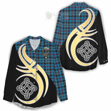 MacCorquodale (McCorquodale) Tartan Women's Casual Shirt with Family Crest and Celtic Symbol Style - Tartan Vibes Clothing