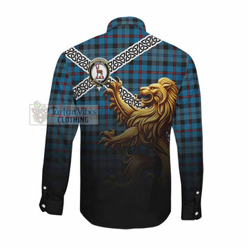 MacCorquodale (McCorquodale) Crest Tartan Long Sleeve Button Shirt with Golden Lion Emblem Celtic Style Men's Shirt - Tartan Vibes Clothing