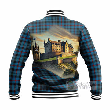 MacCorquodale (McCorquodale) Tartan Family Crest Baseball Jacket with Scottish Ancient Castle Style - Tartan Vibes Clothing