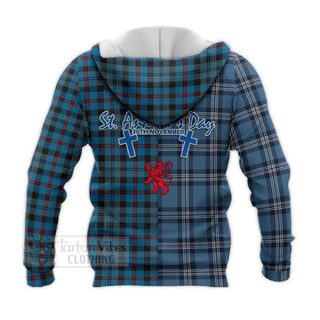 MacCorquodale (McCorquodale) Tartan Knitted Hoodie Happy St. Andrew's Day Half Tartan Style - Tartan Vibes Clothing
