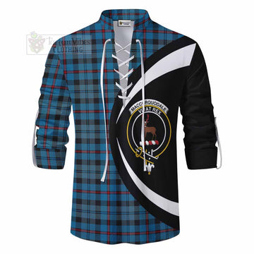 MacCorquodale (McCorquodale) Tartan Ghillie Kilt Shirt with Family Crest Circle Style - Tartan Vibes Clothing