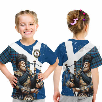 MacCorquodale (McCorquodale) Tartan Kid T-Shirt with Family Crest Scottish Bagpiper Vibes - Tartan Vibes Clothing