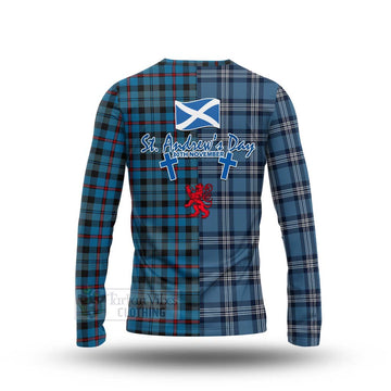 MacCorquodale (McCorquodale) Tartan Long Sleeve T-Shirt Happy St. Andrew's Day Half Tartan Style - Tartan Vibes Clothing