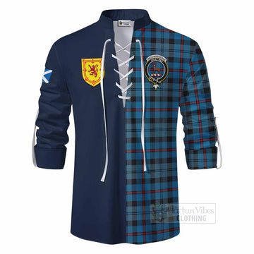 MacCorquodale (McCorquodale) Tartan Ghillie Kilt Shirt Alba with Scottish Lion Royal Arm Half Style - Tartan Vibes Clothing