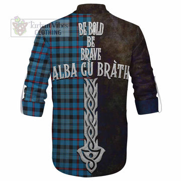 MacCorquodale (McCorquodale) Tartan Family Crest Ghillie Kilt Shirt Alba Gu Brath Be Brave Lion Ancient Style - Tartan Vibes Clothing